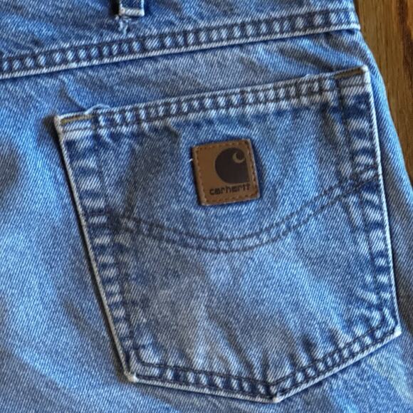 Vintage Carhartt B160 Work Jeans 36X29 Blue Denim Straight Workwear Distressed - Picture 9 of 12